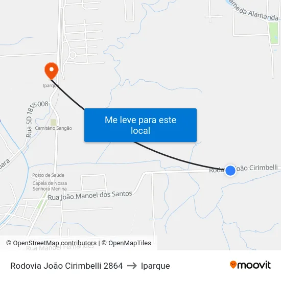 Rodovia João Cirimbelli 2864 to Iparque map