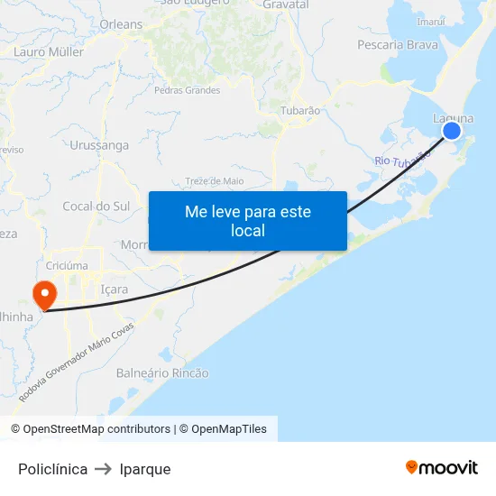 Policlínica to Iparque map