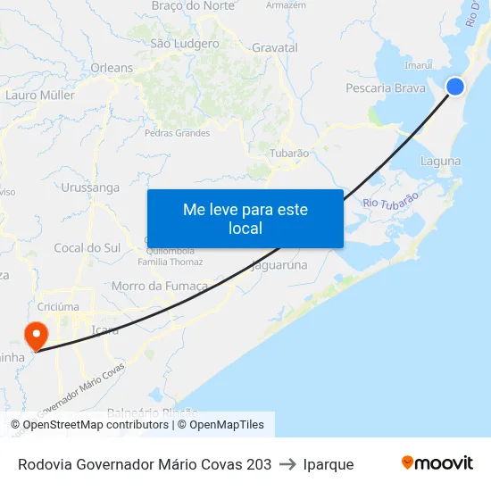Rodovia Governador Mário Covas 203 to Iparque map