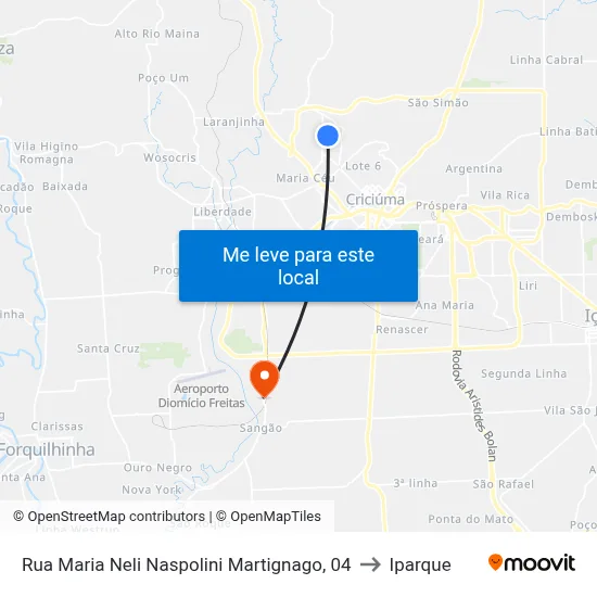 Rua Maria Neli Naspolini Martignago, 04 to Iparque map