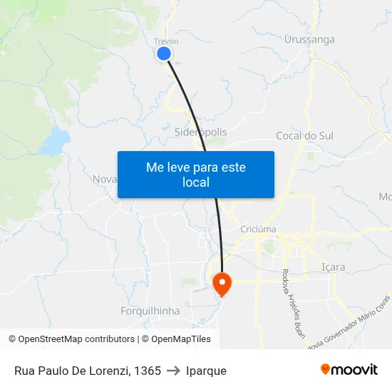 Rua Paulo De Lorenzi, 1365 to Iparque map