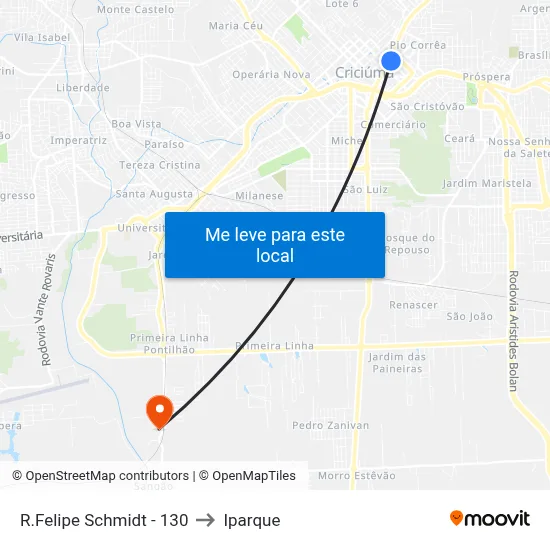 R.Felipe Schmidt - 130 to Iparque map