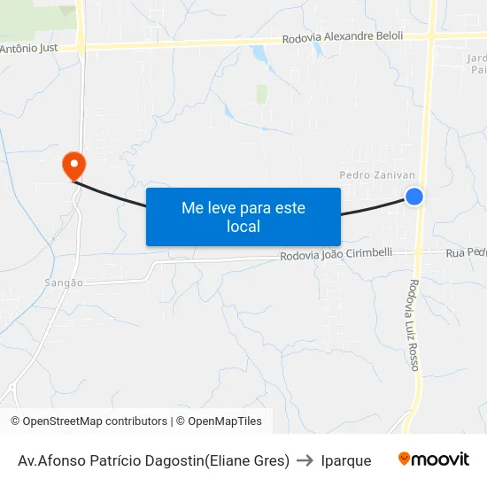 Av.Afonso Patrício Dagostin(Eliane Gres) to Iparque map