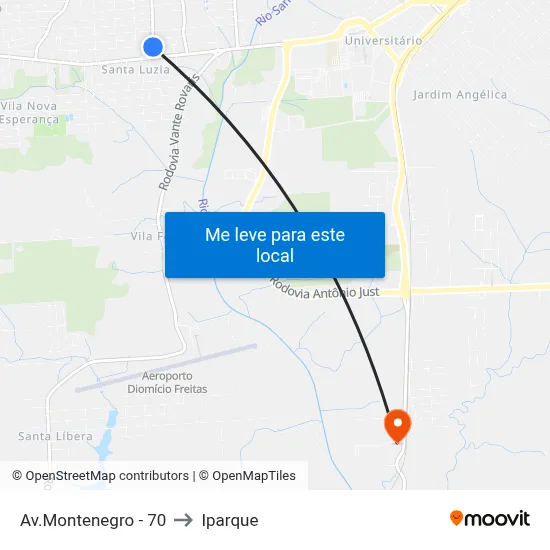 Av.Montenegro - 70 to Iparque map