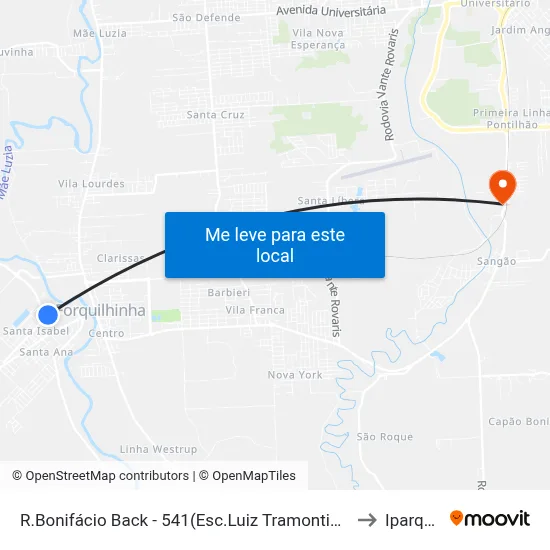 R.Bonifácio Back - 541(Esc.Luiz Tramontim) to Iparque map