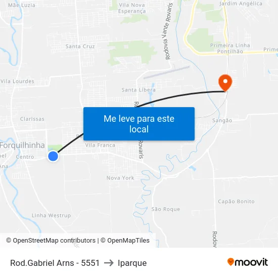 Rod.Gabriel Arns - 5551 to Iparque map