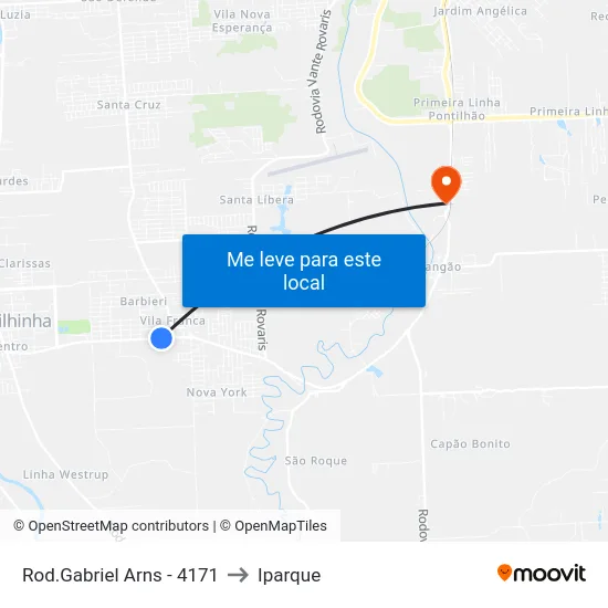 Rod.Gabriel Arns - 4171 to Iparque map