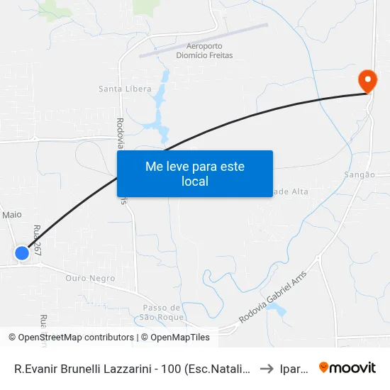 R.Evanir Brunelli Lazzarini - 100 (Esc.Natalio Vassoler) to Iparque map