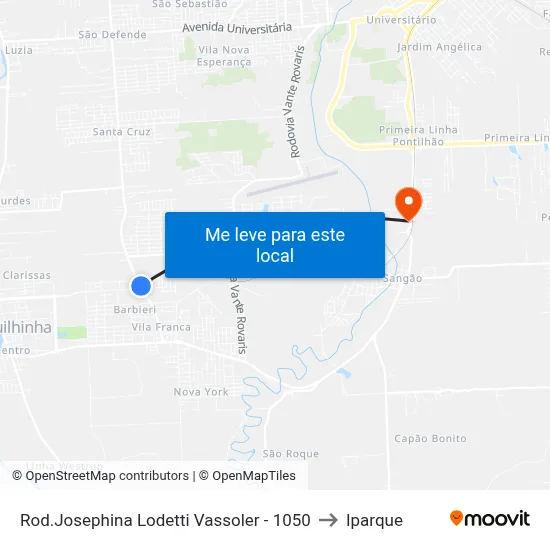 Rod.Josephina Lodetti Vassoler - 1050 to Iparque map