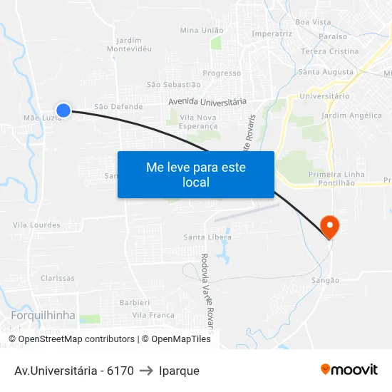 Av.Universitária - 6170 to Iparque map