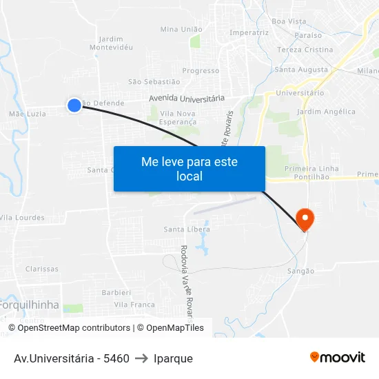 Av.Universitária - 5460 to Iparque map