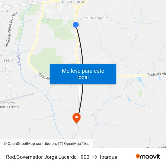 Rod.Governador Jorge Lacerda - 900 to Iparque map