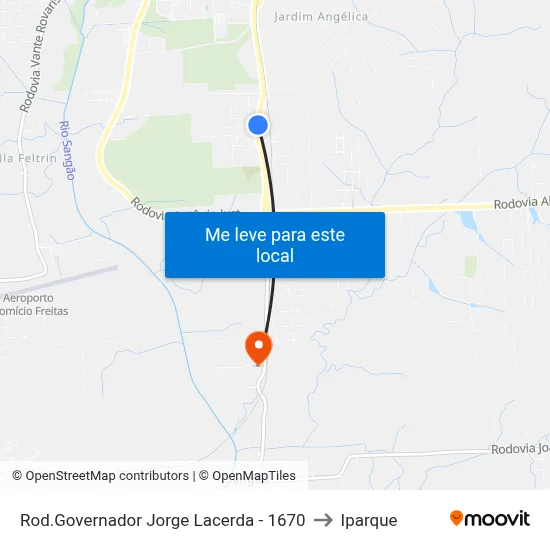 Rod.Governador Jorge Lacerda - 1670 to Iparque map