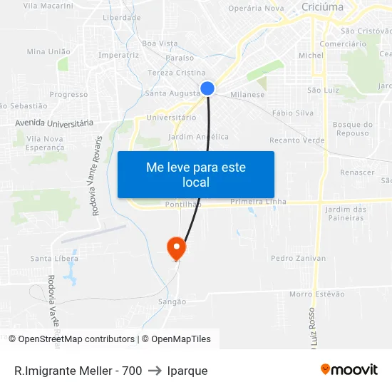 R.Imigrante Meller - 700 to Iparque map