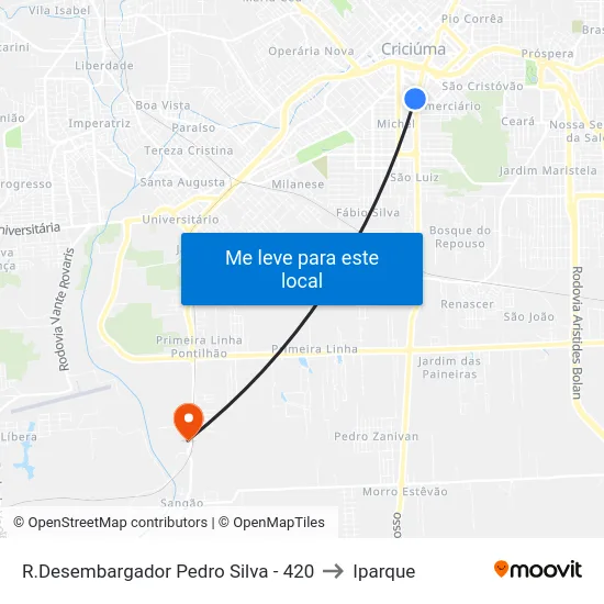 R.Desembargador Pedro Silva - 420 to Iparque map