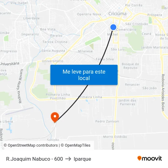 R.Joaquim Nabuco - 600 to Iparque map