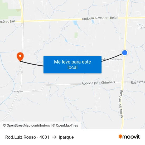 Rod.Luiz Rosso - 4001 to Iparque map