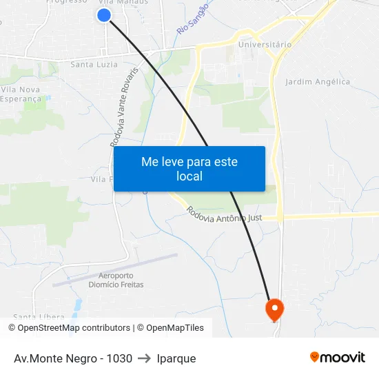 Av.Monte Negro - 1030 to Iparque map
