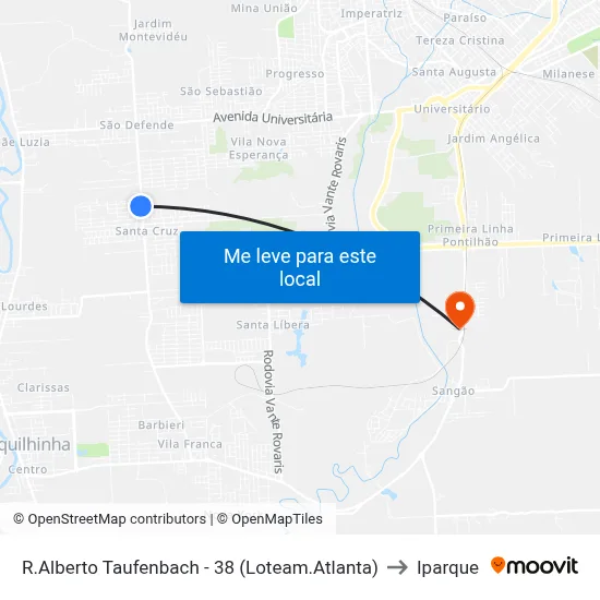 R.Alberto Taufenbach - 38 (Loteam.Atlanta) to Iparque map