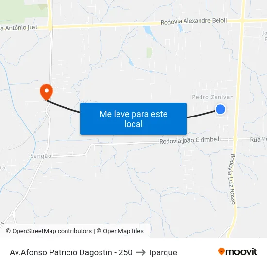 Av.Afonso Patrício Dagostin - 250 to Iparque map