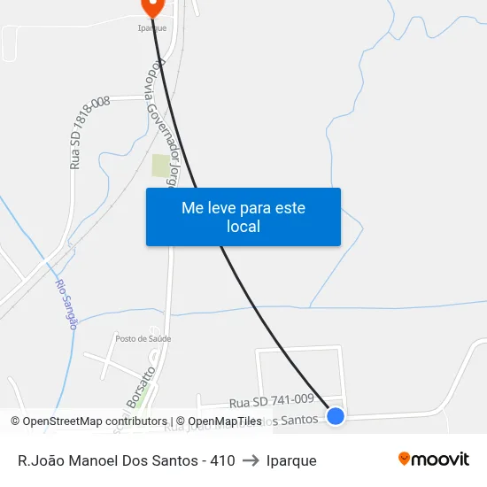 R.João Manoel Dos Santos - 410 to Iparque map