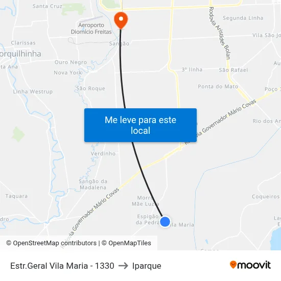 Estr.Geral Vila Maria - 1330 to Iparque map