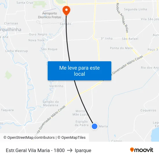 Estr.Geral Vila Maria - 1800 to Iparque map
