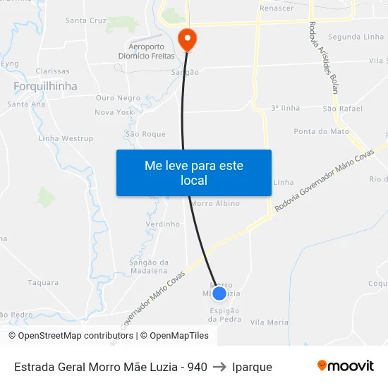 Estrada Geral Morro Mãe Luzia - 940 to Iparque map