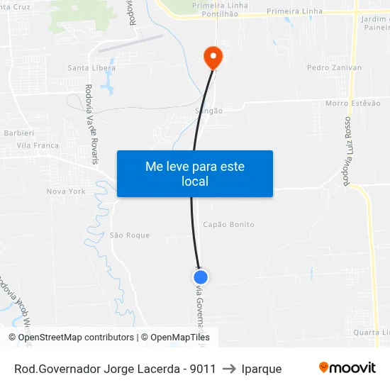 Rod.Governador Jorge Lacerda - 9011 to Iparque map