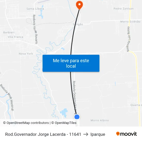 Rod.Governador Jorge Lacerda - 11641 to Iparque map