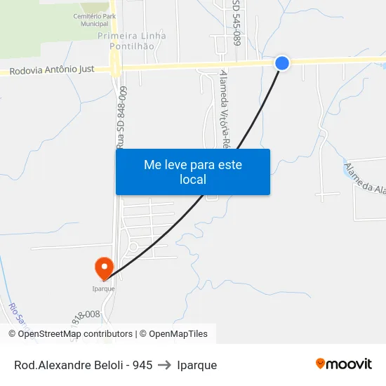 Rod.Alexandre Beloli - 945 to Iparque map