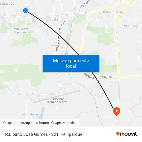 R.Líbano José Gomes - 221 to Iparque map