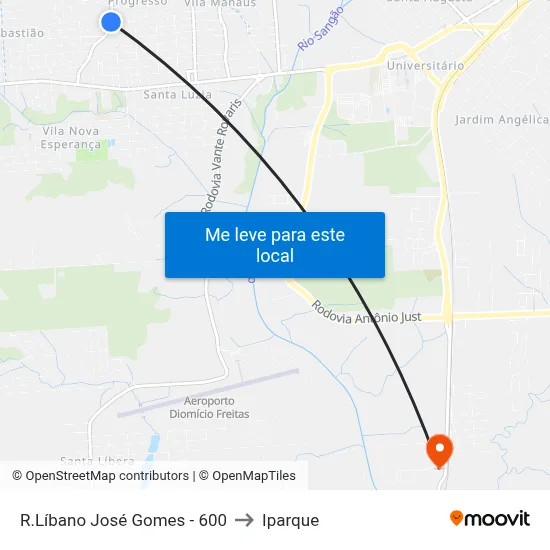 R.Líbano José Gomes - 600 to Iparque map