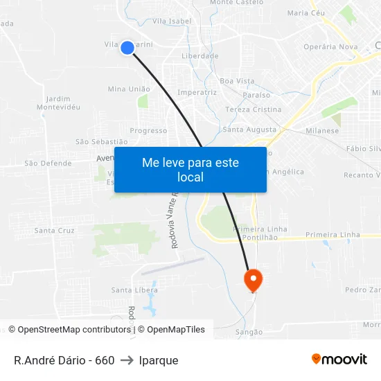 R.André Dário -  660 to Iparque map