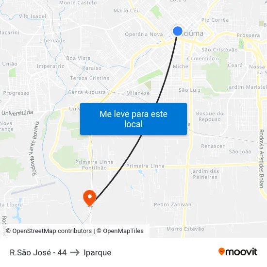 R.São José - 44 to Iparque map