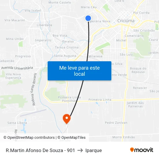 R.Martin Afonso De Souza - 901 to Iparque map