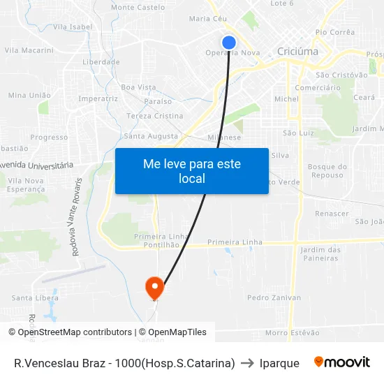 R.Venceslau Braz - 1000(Hosp.S.Catarina) to Iparque map
