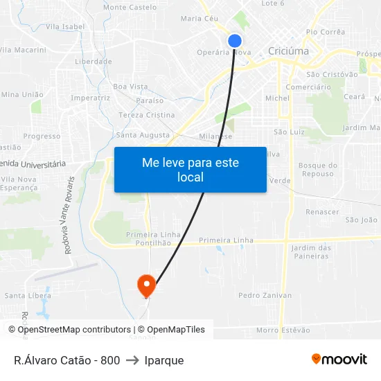 R.Álvaro Catão - 800 to Iparque map