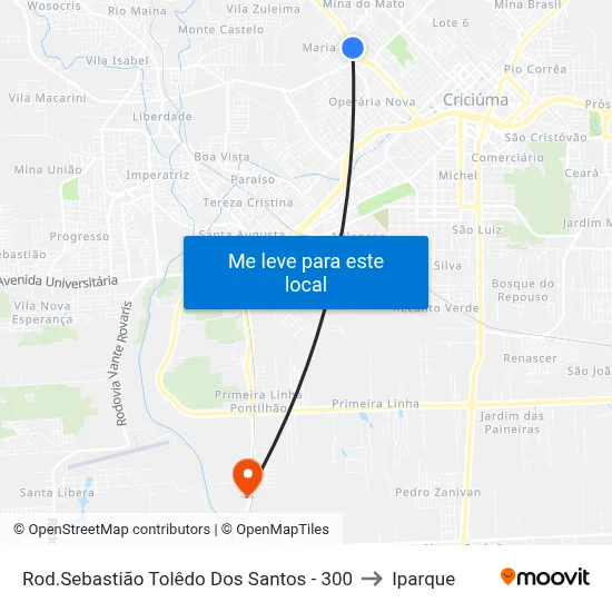 Rod.Sebastião Tolêdo Dos Santos - 300 to Iparque map