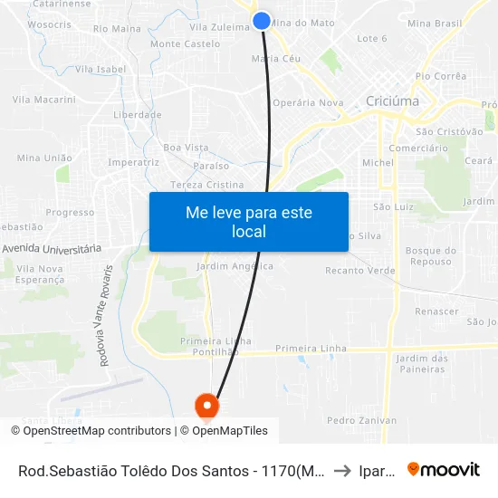 Rod.Sebastião Tolêdo Dos Santos - 1170(Mor.Da Colina) to Iparque map