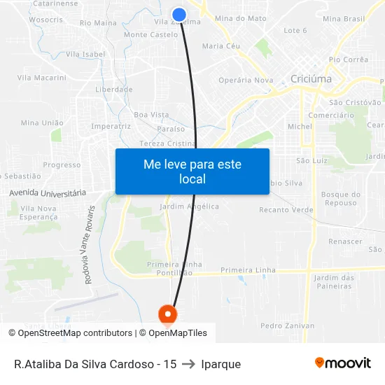 R.Ataliba Da Silva Cardoso - 15 to Iparque map