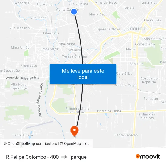 R.Felipe Colombo - 400 to Iparque map