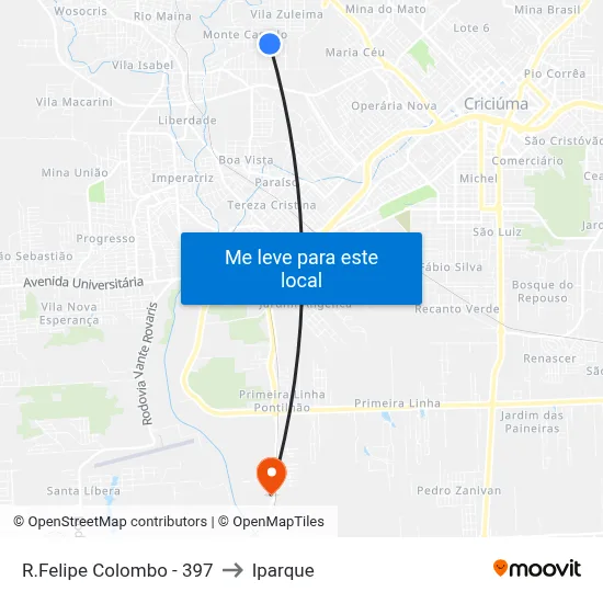 R.Felipe Colombo - 397 to Iparque map
