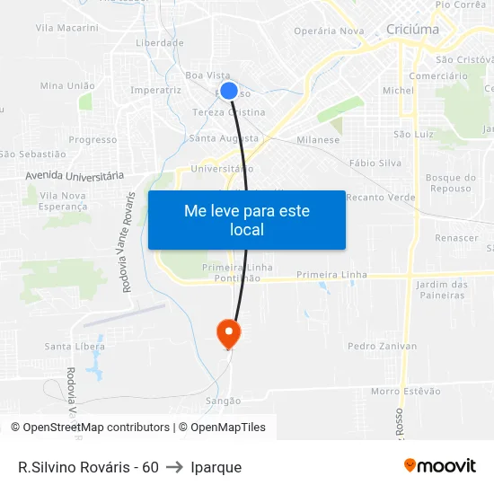 R.Silvino Rováris - 60 to Iparque map