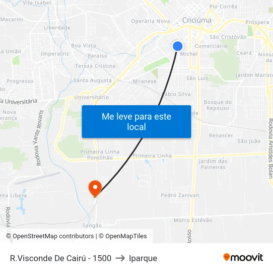 R.Visconde De Cairú - 1500 to Iparque map