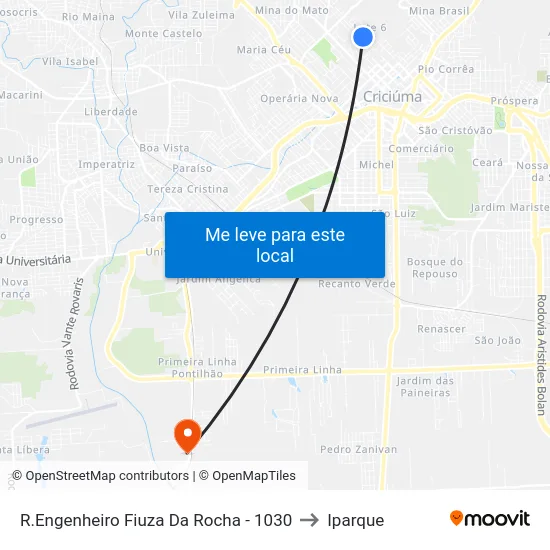R.Engenheiro Fiuza Da Rocha - 1030 to Iparque map