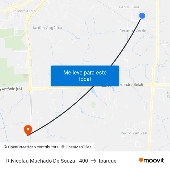 R.Nicolau Machado De Souza - 400 to Iparque map
