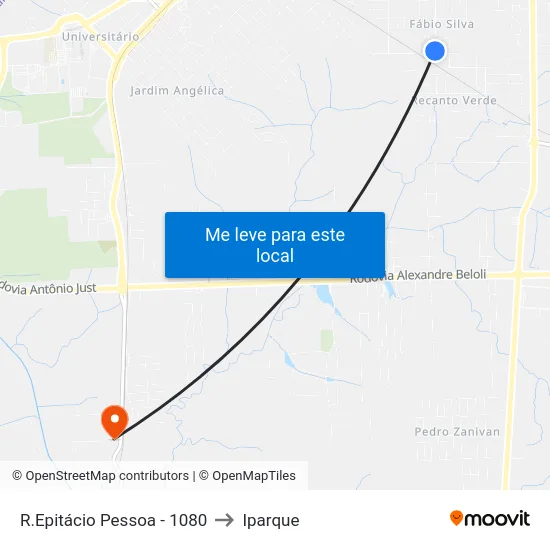 R.Epitácio Pessoa - 1080 to Iparque map