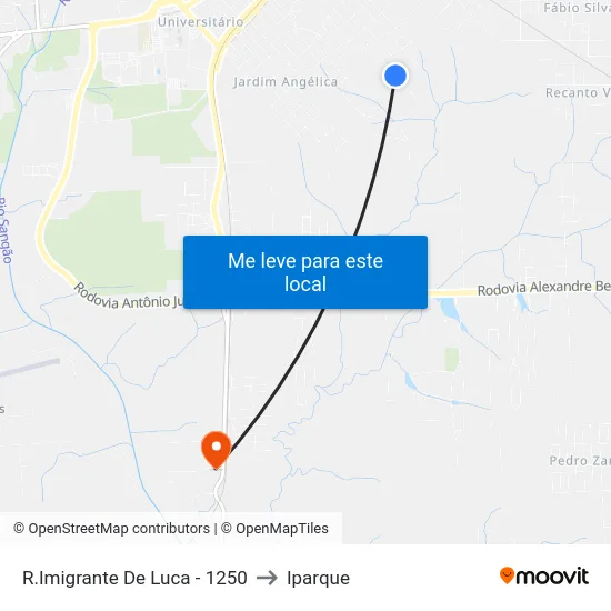 R.Imigrante De Luca - 1250 to Iparque map