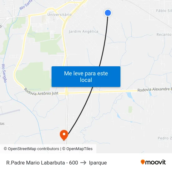 R.Padre Mario Labarbuta - 600 to Iparque map